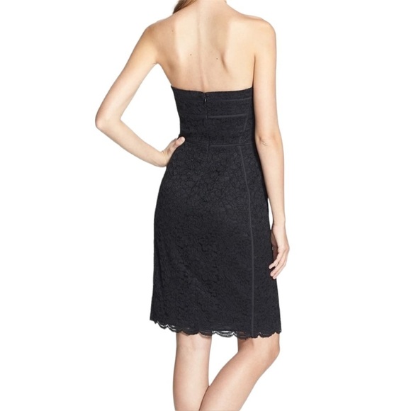 Diane Von Furstenberg Lace Dress Mini Cocktail Strapless Sheath Size 0 Black - Picture 5 of 17